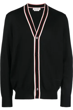 Alexander McQueen Cardigan med V-hals med stribet kant