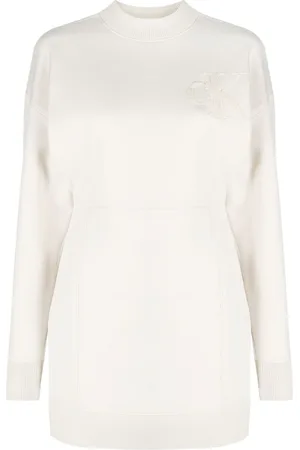 Calvin Klein Sweatshirt med flock-tekstur, logo og rund hals