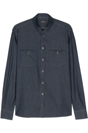 PESERICO SIGN Skjorte i denim med kontrastsøm