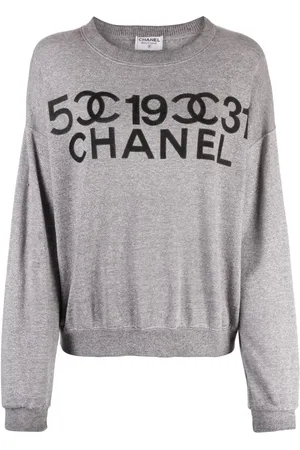 CHANEL Sweatshirt med rund hals og logotryk fra 90