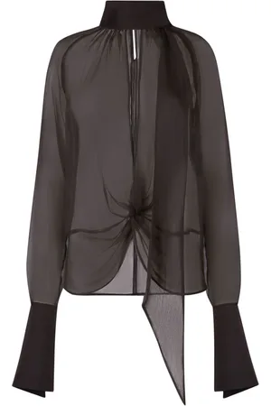 Nina Ricci Gennemsigtig bluse med sløjfe