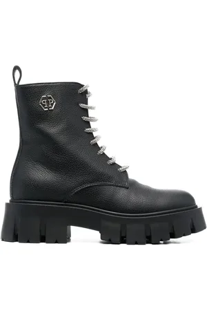 Philipp Plein Læderstøvler med logoplade