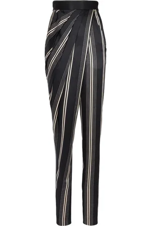 Balmain Asymmetriske silkebukser med draperinger