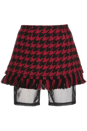 MONSE Kort nederdel med houndstooth-mønster