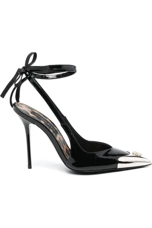 Philipp Plein 105mm pumps i læder med krystaludsmykket dødningehoved