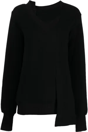 YOHJI YAMAMOTO Asymmetrisk sweatshirt med V-hals