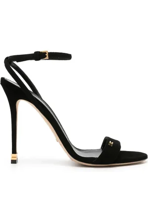 Elisabetta Franchi 105 mm sandaler i ruskind med metallogo