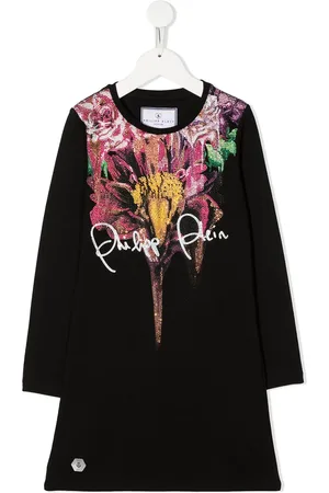 Philipp Plein Blomstret kjole med rhinstenudsmykning