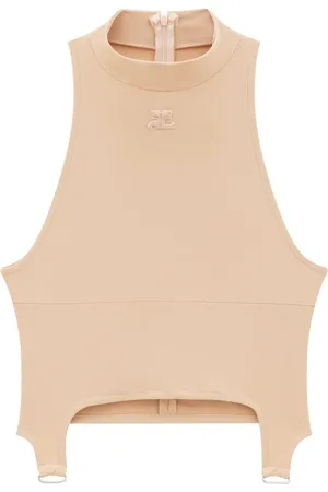 Courrèges Cropped top med logomærke