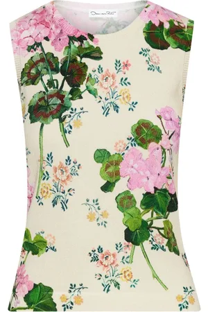 Oscar de la Renta Tanktop med geranium-tryk