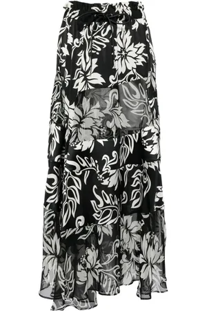 SACAI Plisseret midi-nederdel med blomstertryk
