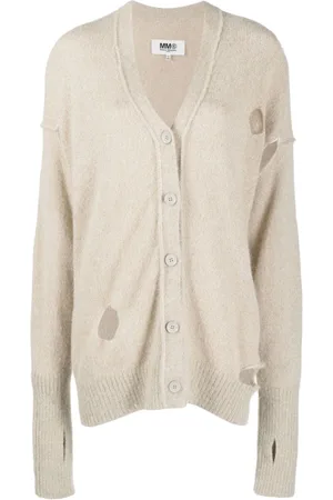 Maison Margiela Cardigan med V-hals og slitageeffekt