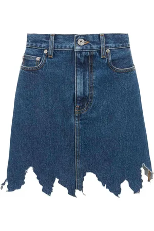 J.W.Anderson Laserskåret denimnederdel med frynset kant