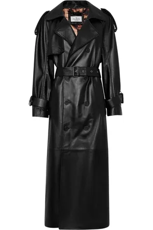 Philipp Plein Trenchcoat i læder med bælte