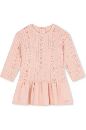 Chloé Kort pointelle-strikket kjole med broderet logo