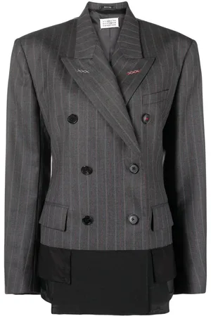 Maison Margiela Nålestribet Spliced blazer i uld