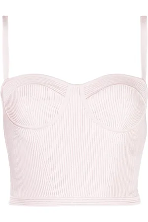 Alexander McQueen Ribstrikket cropped bustier-top