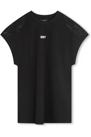 DKNY Logo-broderet kjole med korte ærmer