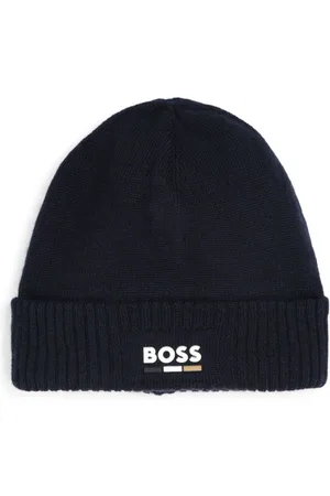 HUGO BOSS Strikket hue med logotryk