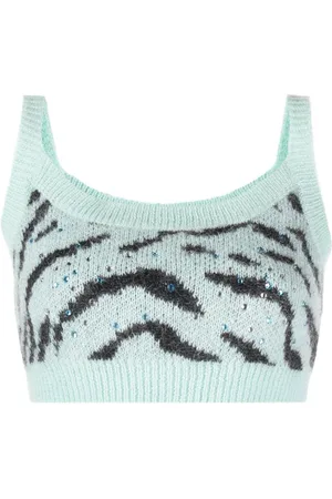 Alessandra Rich Intarsiastrikket cropped zebratop