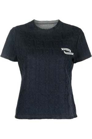 Opening Ceremony Kabelstrikket T-shirt med broderet logo