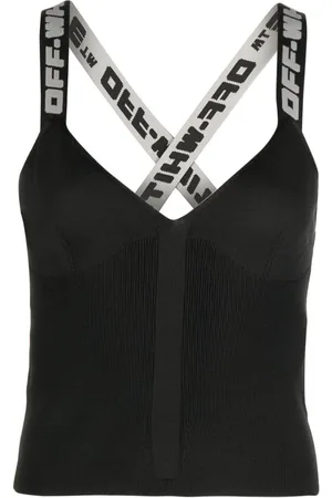OFF-WHITE Top i strik med logobånd