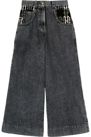Palm Angels Brede jeans med monogrammønster