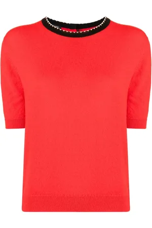 CHANEL 1990-2000 T-shirt i kashmir med detalje i halsen