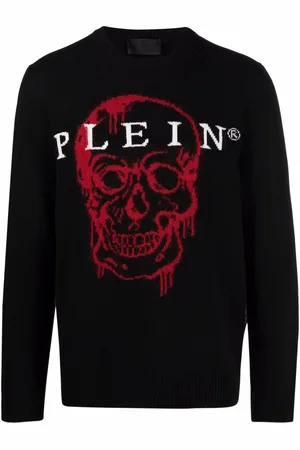 Philipp Plein Intarsiastrikket trøje med dødningehoved