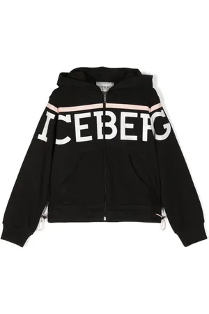 Iceberg Hættetrøje med logotryk og lynlås