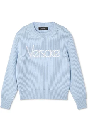 VERSACE Ribstrikket trøje med broderet logo