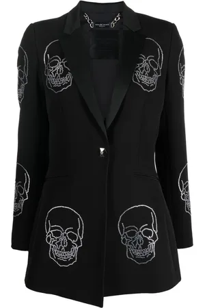 Philipp Plein Enkeltradet frakke med dødningehoved