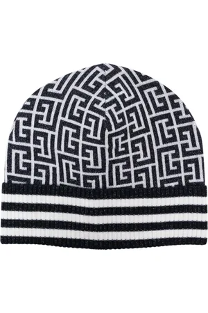 Balmain Hue med monogramtryk og ribbet kant