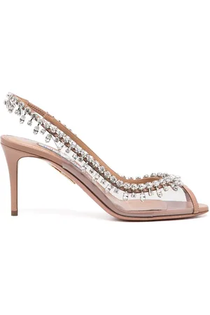 Aquazzura Temptation 75mm slingback-pumps med krystaller