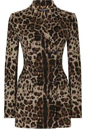 Dolce & Gabbana Dobbeltradet blazer med leopardtryk