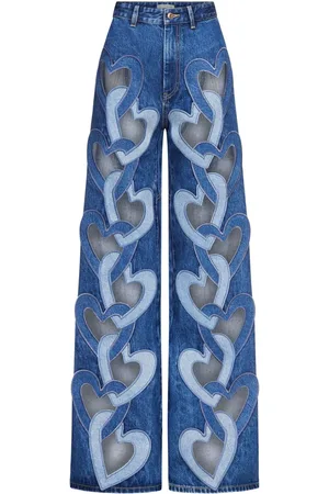 AREA Jeans med brede ben og hjerteudskæring