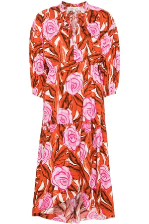 Diane von Furstenberg Artie kjole med Palm Floral-tryk