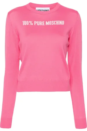 Moschino Intarsiastrikket trøje med slogan