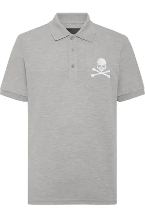 Philipp Plein Polo i bomuld med kraniebroderi