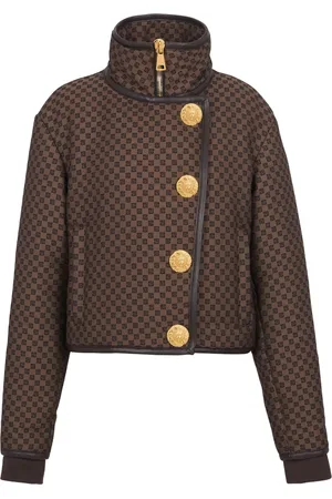 Balmain Cropped jakke med monogramtryk