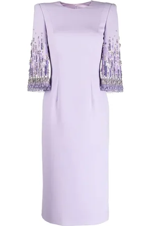 Jenny Packham Mellemlang Bergman kjole med udsmykning