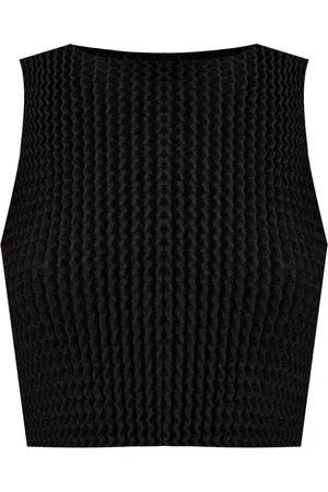 Issey Miyake Cropped top i seersucker uden ærmer