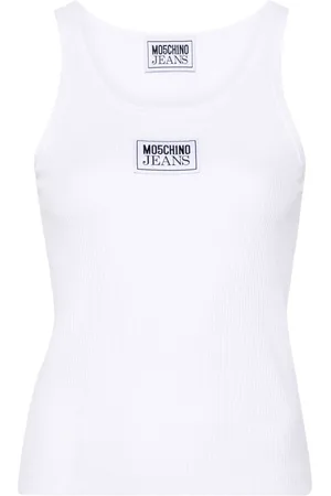 Moschino Ribbet tanktop med logomærke
