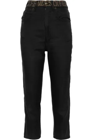 Fendi Cropped bukser med logobånd i talje