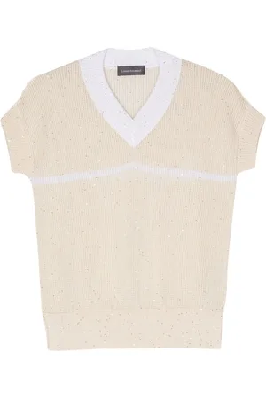 LORENA ANTONIAZZI Strikket T-shirt med paillet-udsmykning