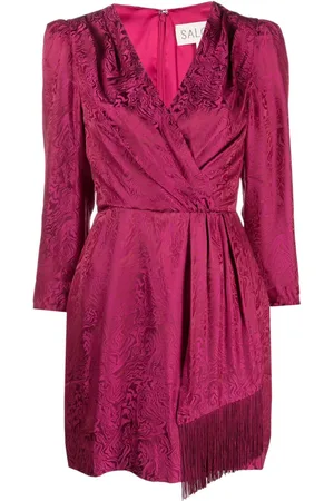 SALONI Kort peplum-kjole med abstrakt mønster