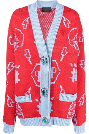 Philipp Plein Cardigan i jacquard med logo