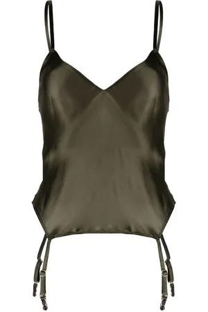 MAISON CLOSE Satin top med strømpeholder-bælte