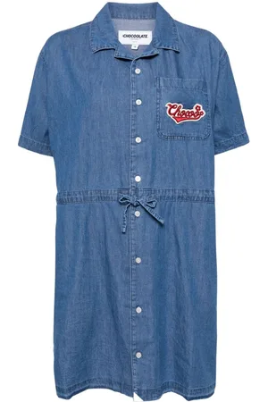Chocoolate Skjortekjole i denim med logoapplikation