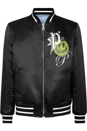 Philipp Plein Vendbar bomberjakke i satin-finish med logotryk